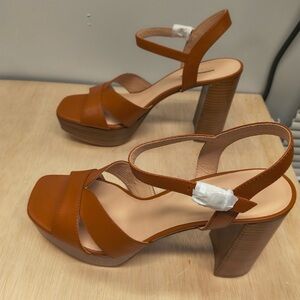 kate spade Tan Leather Platform Sandals